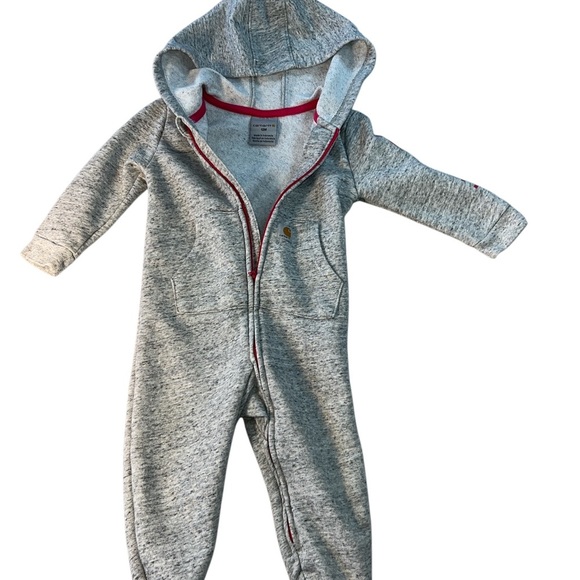 Carhartt Other - Carhartt Gray & Pink trim Hooded infant Footie